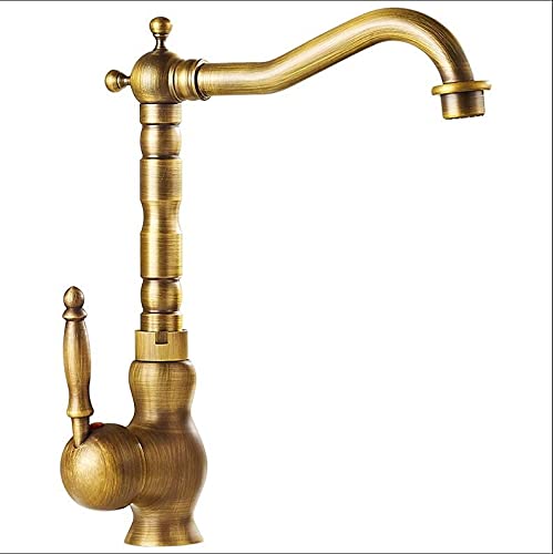 Rubinetto per lavello da Cucina per Bar Agriturismo Commerciale, Rubinetto per lavabo Caldo e Freddo alla Moda, Rubinetto da Cucina con Finitura in Ottone Bronzo Totale Stile Europeo, Miscelatore da