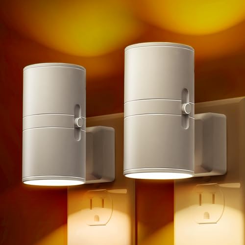Image of L LOHAS LED Night Light, Amber Nightlight, Dimmable Night Light 100LM, Light Sensor, Yellow Nightlight, Sleep Light for Kids, Soft & Warm Light for Bedroom, Hallway, Bathroom, 2 Pack