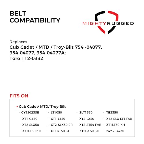 Image of MightyRugged Deck Belt Replacement for Cub Cadet 50 Inch Deck, Belt Length 134 inch, Heavy-Duty Aramid Cord 954-04077 Replacement for Cub Cadet LT1050, CYT, SLT, XT1, XT2, XT1GT, XT2GX Series