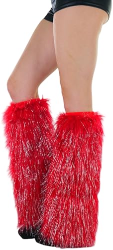 Image of ToBeInStyle Women's Faux Vibrant Fur Retro Daring 60' Inspired Ravewear Knee High Leg Warmers