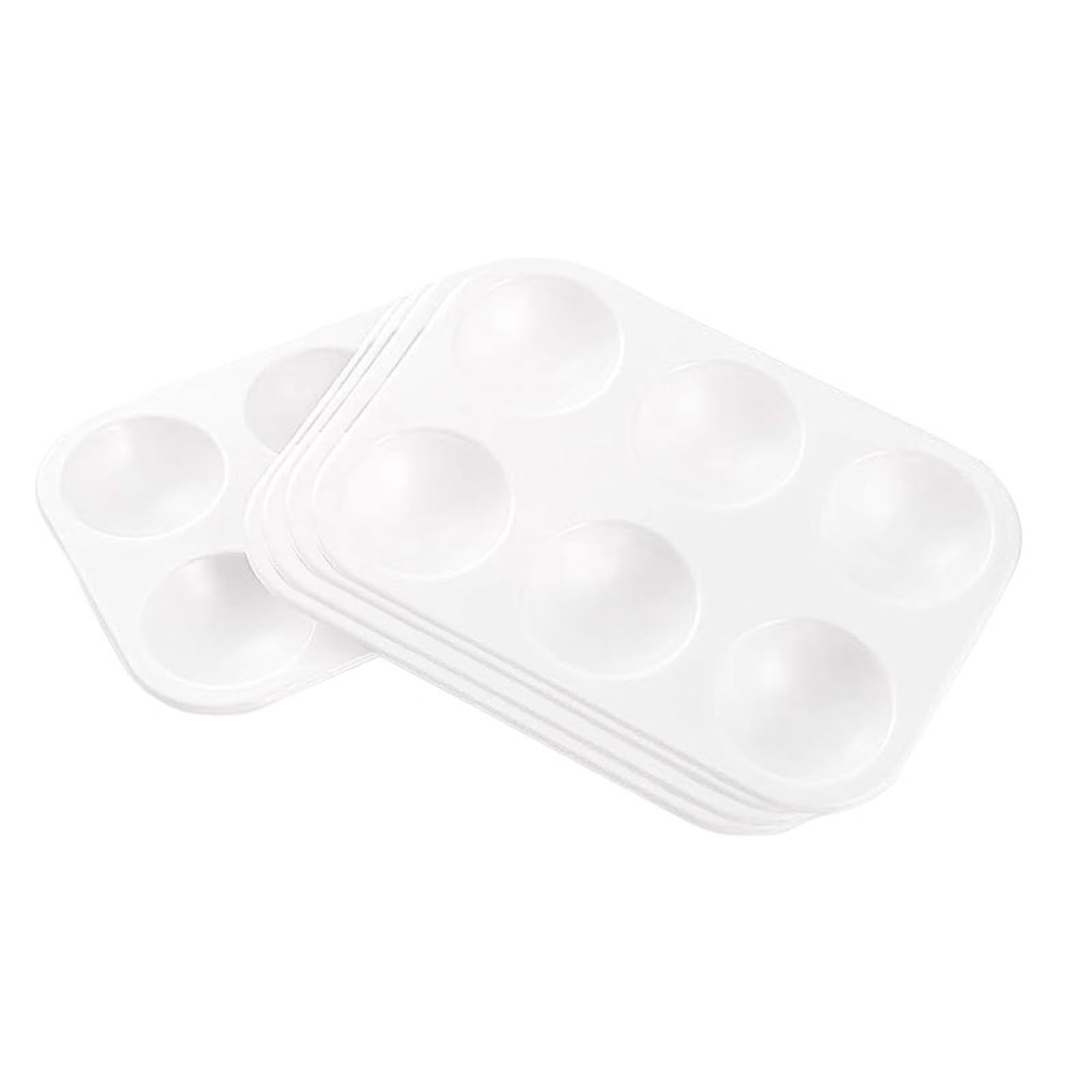 Paleta De PláStico Paleta de Lienzo Rectangular Acuarela plástico Blanco 6 cuadrículas (2/8/15/20) for Fiestas Pintura y Manualidades para Mezclar Colores(8pcs)