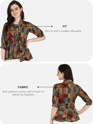 Image of OM SAI LATEST CREATION Women Solid Western Top with Half Sleeves for Office Wear, Casual Wear, Top for Women.