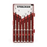 STEELMAN Precision Steel Shaft 6-Piece Electronics Screwdriver Set, Variety of Slotted/Phillips Sizes, Swivel-Head, Storage Case Included