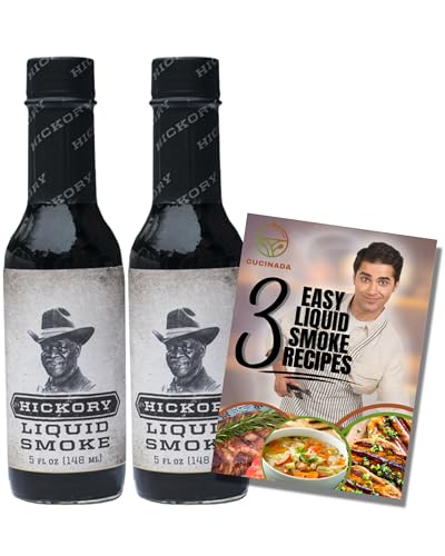 Liquid Smoke for Cooking (148 ml x 2) - Stubbs Hickory Liquid Smoke for Cooking Vegan with Recipe Leaflet | Liquid Smoke Seasoning and for Flavouring | Ideal for Vegetarians and Vegans l Gluten-Free