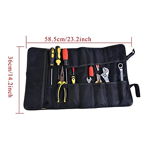 Yountiger Canvas Roll Up Tool Bags Set, Multi-Purpose Tool Pouch, Heavy Duty Hanging Tool Organizer, Wrap Roll With Zipped Compartments For Tool Storage, Wrench Organizer #TOP1