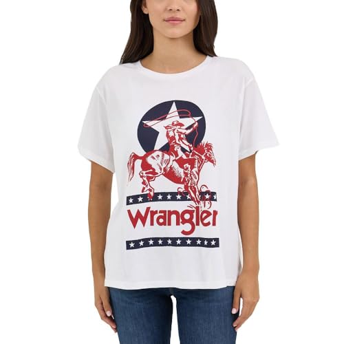 T-shirt Wrangler blanc Roper vêtement coton coupe girlfriend mode femme