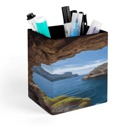 LZQPOEAS Arch in Mallorca Spain Square Pen Pencil Holder PU