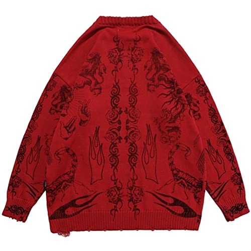 camisolas de pulôver masculinas Skull graffiti retro vintage malha camisola unisex outono e inverno