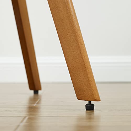 Art Leon Desk Chair No Wheels, Set Of 2, Mid Century Modern Swivel Accent Chair, Faux Leather Upholstered Office Chair Without Wheels, Solid Wood Legs, Brown #TOP7