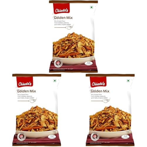 Image of Chheda's - Golden Mix - Besan Sev, Peanuts, Boondi, Green Peas - 300 Gm Pack of 3
