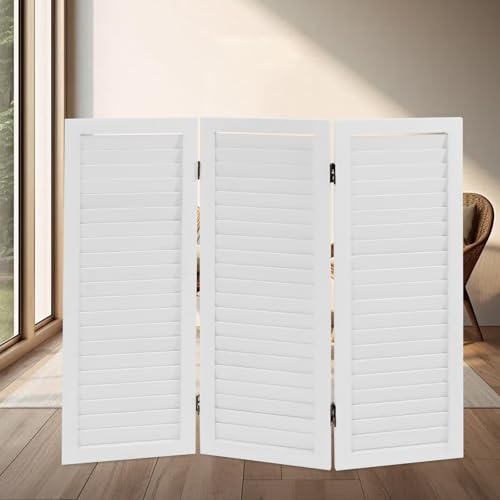3 Panel Room Divider Short Short Folding Privacy Screen Freestanding Privacy Wooden Short Screen 35.4 W x 31.9 H Shutter Style Decorative Divider for Office Bedroom Home