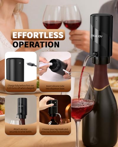 Image of CIRCLE JOY Electric Wine Aerator Pourer, Rechargeable Automatic Wine Decanter and Wine Dispenser with Touch Button Control, Perfect Wine Gift for Home Party & Wine Lovers, Black