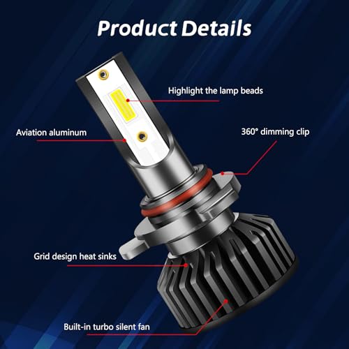 LED Car Headlights With Built-In Driver 6000K Front Headlight White Light 9006 2PC Headlight - Image 4