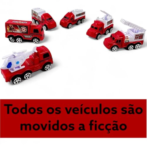 Brinquedo kit Caminhões Bombeiros movido fricção conjunto