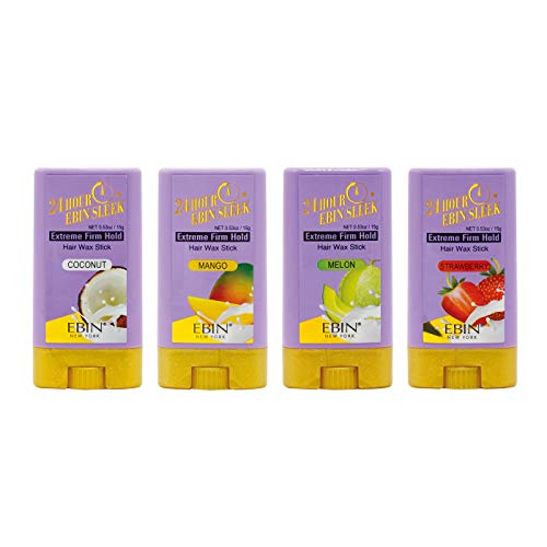 24 Hour Edge Tamer Hair Wax Stick | No White Flakes or Residue | Travel Size, 0.53 oz (4 Pack)