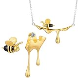 Tipo de metal: plata Abeja Y Gota De Agua Collar Colgante De Miel 925 Joyas De Plata para Mujer
