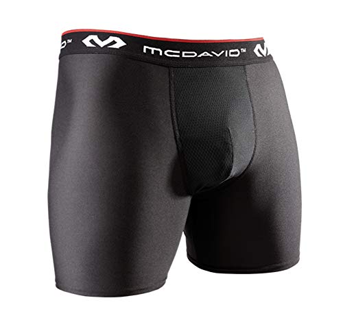 McDavid 9255 Youth Boxer Short with Cup Pocket, Black, Regular