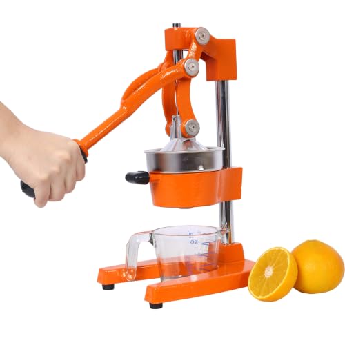 Manual Citrus Juicer w/Heavy Duty Cast Iron & Lever, Stable Base