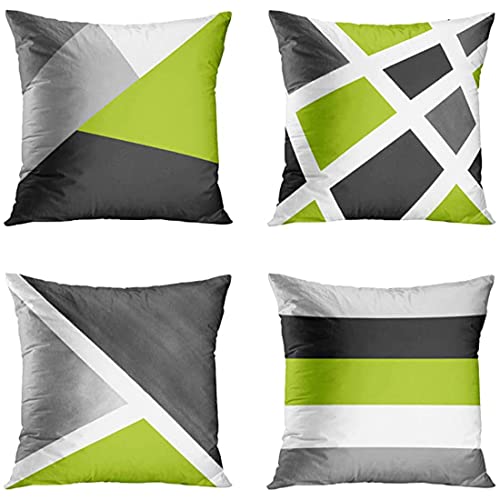 Image of DILOXNSU Set of 4 Cushion Covers 45 x 45 cm Decorative Velvet Modern Art Pillow Case Square Light Green Grey Cushion Cover 18x18 Inch for Sofa Bedroom Outdoor Garden Chair Home Decor