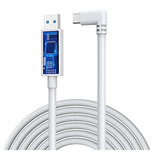 KIWI design Länkkabel 16 fot (5 meter) Kompatibel med Oculus Quest 2, höghastighets dataöverföring USB 3.2 Gen 1 Type-C-kabel Kompatibel för Oculus Quest 1 och Quest 2 till en spel-dator, Ljusgrå
