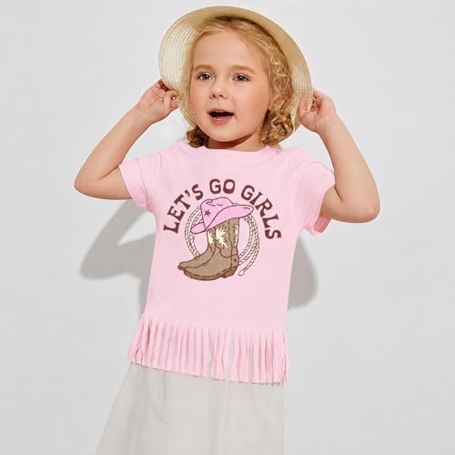 Image of Girls Western Shirt Toddler Tassels Cowgirl T-Shirt Im The Problem Country Concert Shirts Summer Short Sleeve Top