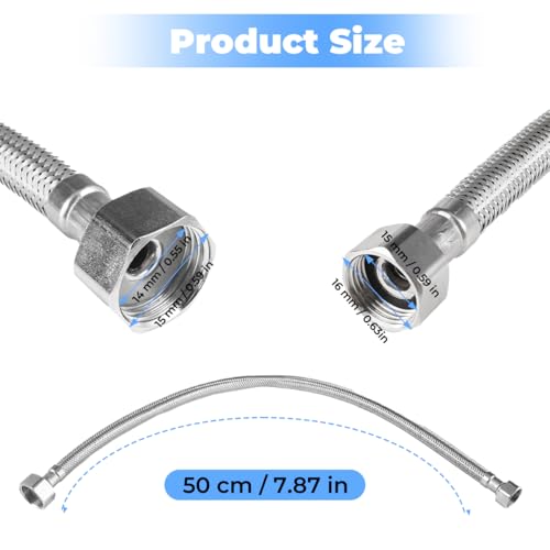 Panzerschlauch 1/2 Zoll Ig X 3/8 Zoll Ig, 50 Cm 304 Edelstahl Flexschlauch, Schlauch Für Wasserhahn, Edelstahl-Umflechtung Schlauch Flexibel, Flexibler Verbindungsschlauch Für Wasserhahn Eckventil