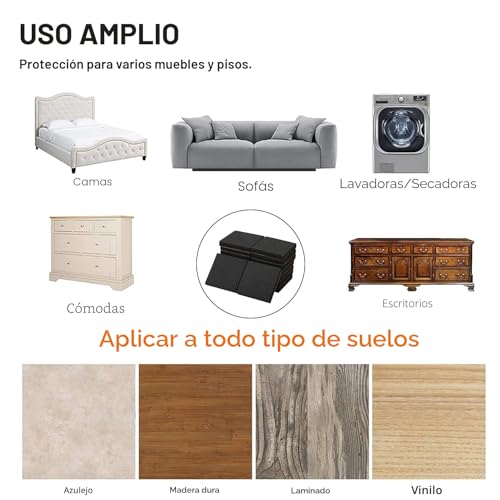 Miniatura 6 de Almohadilla Antideslizante Antideslizante De Goma Para Muebles, 12 Almohadillas Antideslizantes De 50 Mm Para La Fijación En Lugar De Los Muebles, Para Proteger Tu Suelo Cuadrado