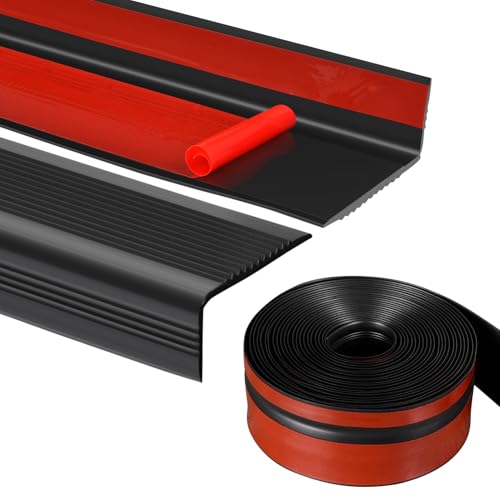 Perfil de borde de escalera autoadhesivo, 10 m, PVC, antideslizante, para exteriores e interiores, seguridad para personas mayores y niños contra resbalones