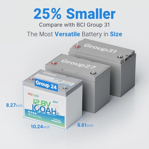 Image of Redodo 12V 100Ah LiFePO4 Battery Bluetooth, Low-Temp Protection BCI Group 24 Lithium Battery for Trolling Motor, Bulit-in 100A Smart BMS, Perfect for Marine, Boat, RV, Solar and Off Grid - 3 Pack