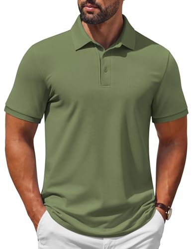 COOFANDY Mens Polo Shirt Short Sleeve Moisture Wicking Quick-Dry Golf Polo Athletic Tennis Collared T-Shirts