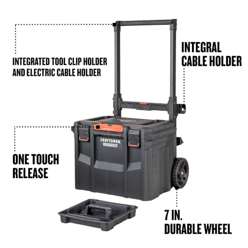 Image of CRAFTSMAN VERSASTACK XL Tool Box with Wheels, Waterproof, Stackable System, Portable Rolling Storage for Indoor /Outdoor Use, 22.5 Inch (CMST21445)
