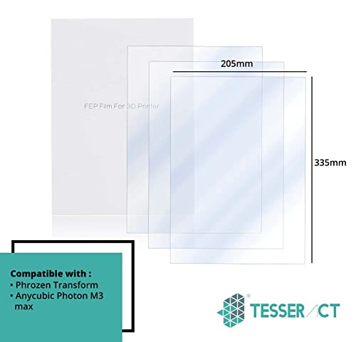Image of TESSERACT FEP Non Adhesive Transparent Release Film Sheet for MSLA UV Photocuring LCD 3D Printer I Photon M3 max I Transform Resin 3D Printer SLA DLP 3D Printer Accessories (Qty 1, FEP 335x205x0.15mm)