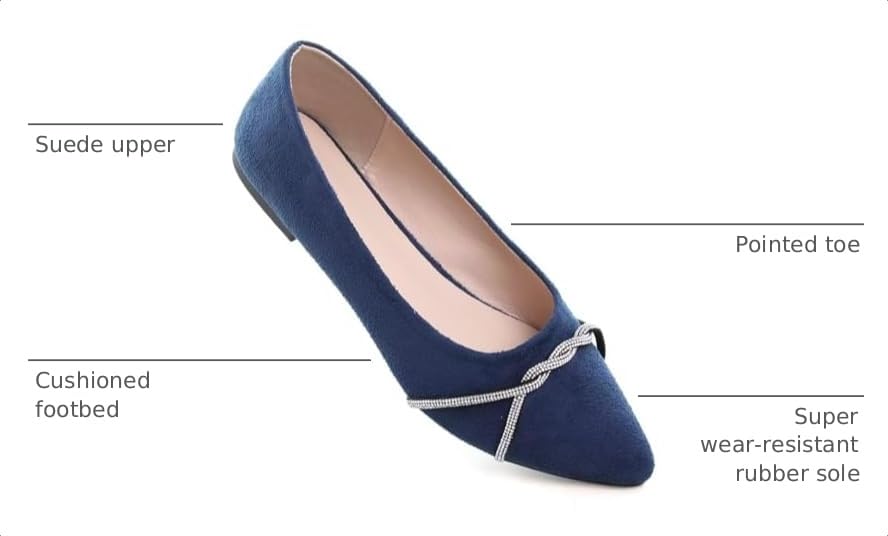 Image of TN TANGNEST Womens Casual Flats Chain Ballet Flats | Fashion Pointed Toe Rhinestone Flats, Comfort Slip On Dress Shoes for Business Work Office Wedding Party