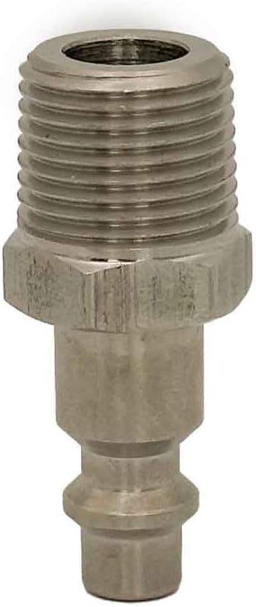 High Performance Air Hose Fittings - Stainless Steel Quick Coupler, Industrial Interchange, I/M Type (1/4" Plug x 3/8" Male Thread NPT)