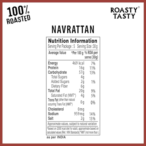 Image of Roasty Tasty Navratan Mix 200g | Healthy Roasted Namkeen with Millets, Peanuts & Dry Fruits | No Palm Oil Snacks & Millet Namkeen | No Added Sugar | Protein-Rich Indian Snack | Guilt-Free Tea Time Mix | Clean Label Snacks for Adults