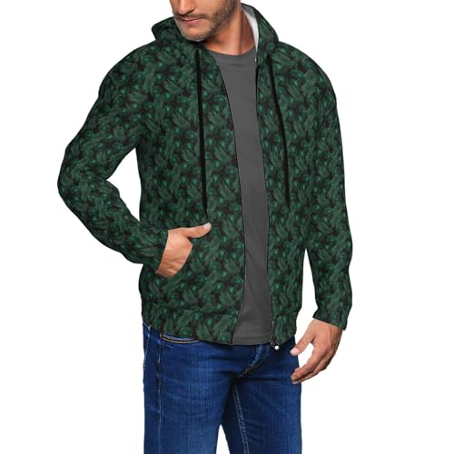 Sweat à capuche homme imprimé feuille de bananier vert en tissu doux