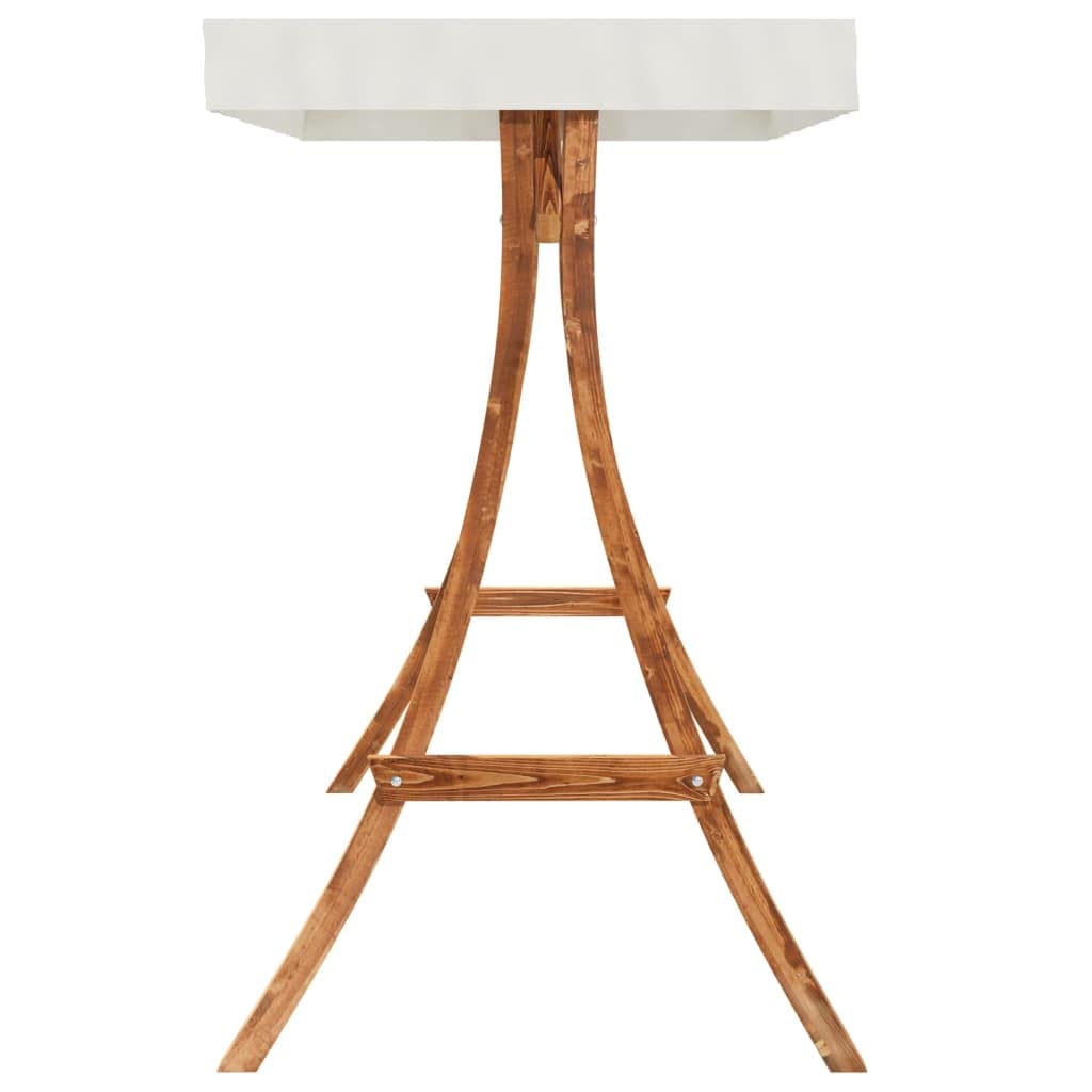 vidaXL Bugholz Schaukelgestell mit Creme Dach Holzgestell Gestell Rahmen für Hollywoodschaukel Schaukelbank Gartenschaukel Teak-Finish Massivholz
