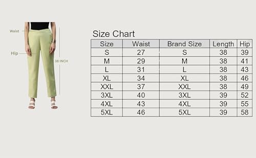 Image of D K W Women's Mid Rise Relaxed Fit Cotton Flex Trousers with Elastic Back & Drawstring - Ideal for Winter, Formal, Office & Casual Wear, Comfortable for Girls and Women