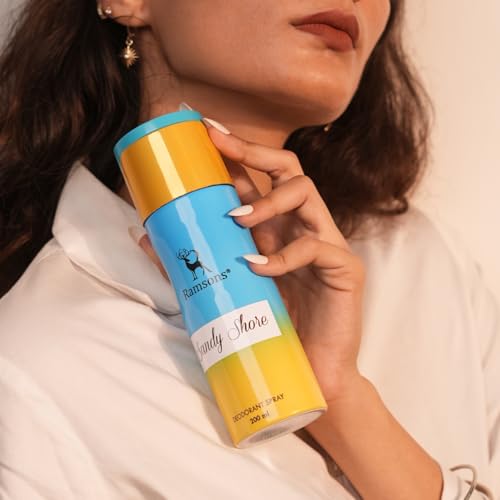 Image of Ramsons - SANDY SHORE Deodorant Spray | 200 ML | Body Perfume For Women | TN - Mint, Lavender, Bergamot, Mandarin orange, Lemon | MN - Sea grass, Ginger, Jasmine, Rose | BN - Musk, Sandalwood, Cedar