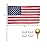 Titan Telescoping Flag Poles, 15ft Silver - Made in The USA Heavy Duty Flag Pole Kit with Anodized Aluminum Telescoping Flag Pole, 3 x 5 American Flag, Hardware for 2 Flags, Assembly Instructions