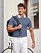 COOFANDY Mens Summer Shirts Ribbed Short Sleeve Casual Tee Crewneck Undershirts Knit Tshirt Grey Blue Medium