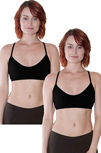 Organic Cotton Bra, Non-GMO, Eco Friendly, Made in The USA (Large, 2 Pack Black/Black)