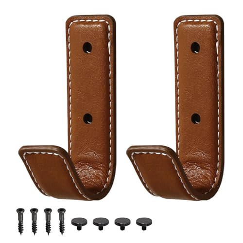 DONGKER Ganchos de pared para abrigos, 2 ganchos de cuero con tornillos y tornillos, cubierta decorativa para dormitorios, vestíbulo, entrada, baño, cocina