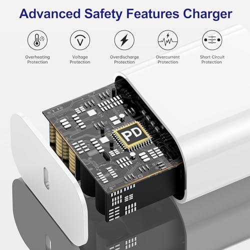 Image of 20W USB C Fast Wall Charger for Airpods Pro 3rd /2nd,AirPods 4 /Max 2 (2026),iPhone 17 /Air /iPhone 17 Pro Max /iPhone 17 Pro /17e /i-Phone 16 Plus /16e /15,iPad Pro /Air /Mini 6FT USB C to C Charging Cord Cable
