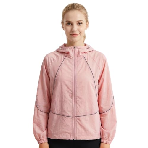 Image of Venzina UPF 50+ Women's Slim-Fit Sun Protection Hoodie -Lightweight & Breathable Summer Jacket with Reflective Trim, Adjustable Hem for Outdoor, Commute, Sport, Travel