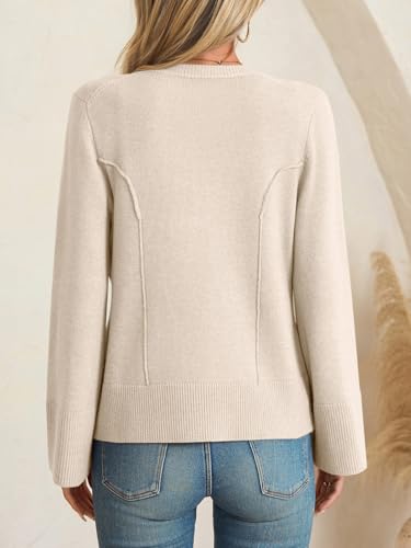 Image of Saodimallsu Womens Bell Sleeve Cardigan Sweaters Button Down Long Sleeve Fall Trendy Sweaters 2025 U Neck Knit Outwear