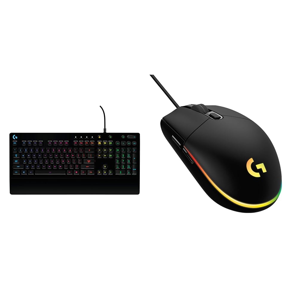 Logitech G 213 Prodigy 920-008087 Klawiatura, Czarny & Logitech G203 Lightsync Gaming Mouse, Z Możliwością Dostosowania Oświetlenia Rgb, Pc/Mac - Czarny,910-005796