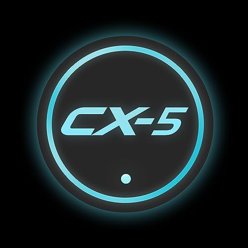 マツダ CX-5 LEDコースター カップホルダー LEDライトマットパッド 光る 明るさセンサー 自動点灯消灯 イルミネーション 車内 車載 車用 丸型 ドリンクホルダー ボトルコースター マット 2個セット (CX-5)