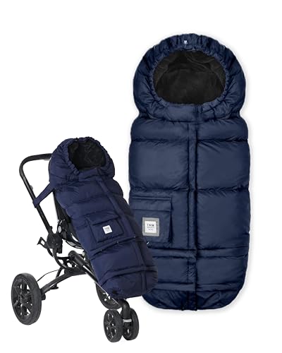 Image of 7AM Enfant Stroller & Carseat Footmuff - Adjustable Winter Car Seat & Stroller Zipper Blanket for Boy & Girl, Multi Purpose Fleece Lined Warm Hooded Sleeping Bag for Baby (Navy)