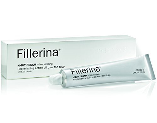 Fillerina Night Cream-Anti Aging Night Cream With Hyaluronic Acid- Deeply Moisturizes and replenishes fine lines and wrinkles. Grade 2 is for Beginning signs of ageing.